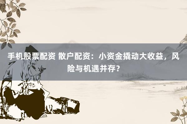 手机股票配资 散户配资：小资金撬动大收益，风险与机遇并存？