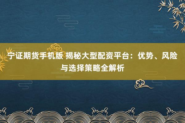 宁证期货手机版 揭秘大型配资平台：优势、风险与选择策略全解析