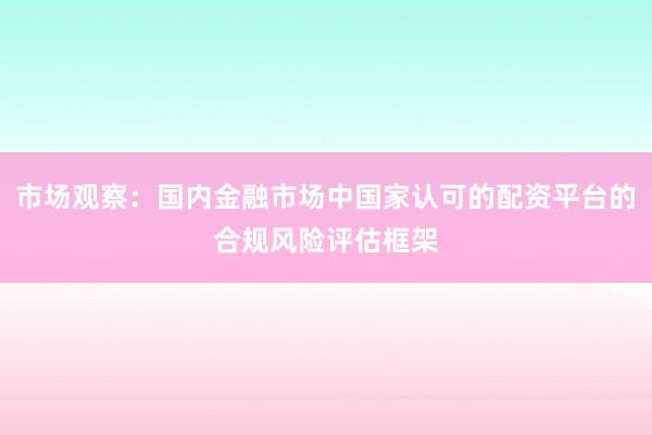 市场观察：国内金融市场中国家认可的配资平台的合规风险评估框架