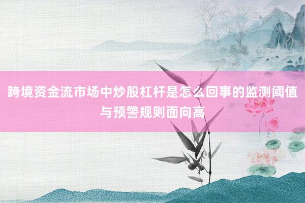 跨境资金流市场中炒股杠杆是怎么回事的监测阈值与预警规则面向高