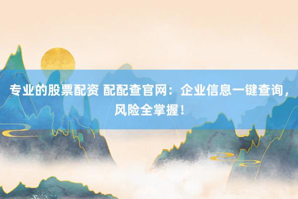 专业的股票配资 配配查官网：企业信息一键查询，风险全掌握！